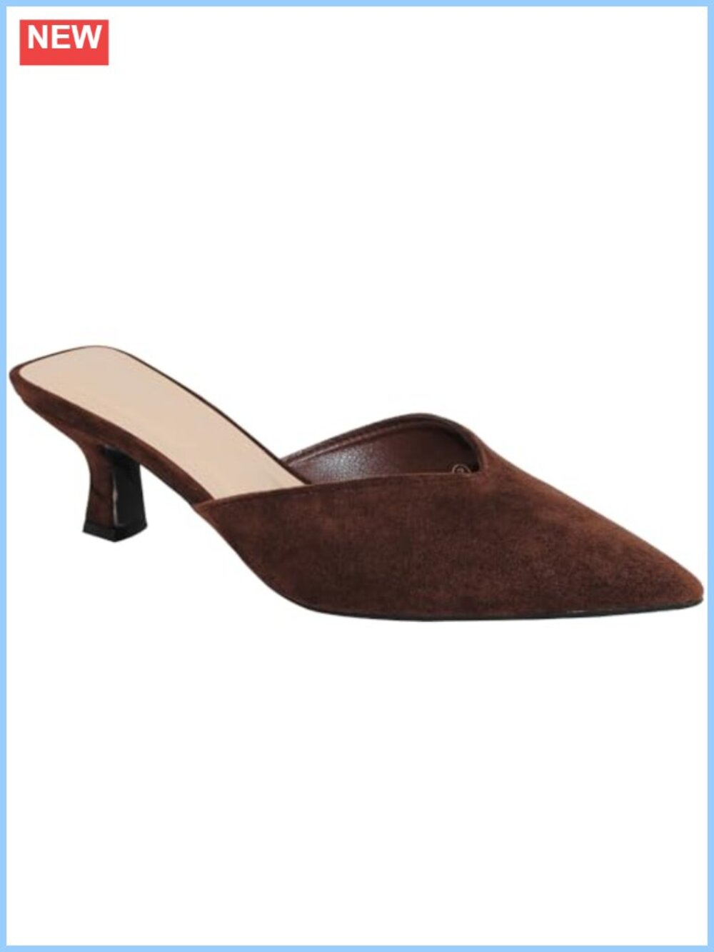 Pointed Toe Kitten Heel Mules Suede Slip-On Women's Shoes